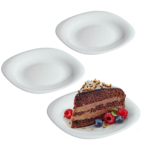 KADAX weiße Dessertteller, Spülmaschinengeeignetes Teller-Set, Kuchenteller aus verstärkten Glas, moderne Frühstücksteller, Speiseteller für Kuchen (Weiß / 3 Stück) von KADAX