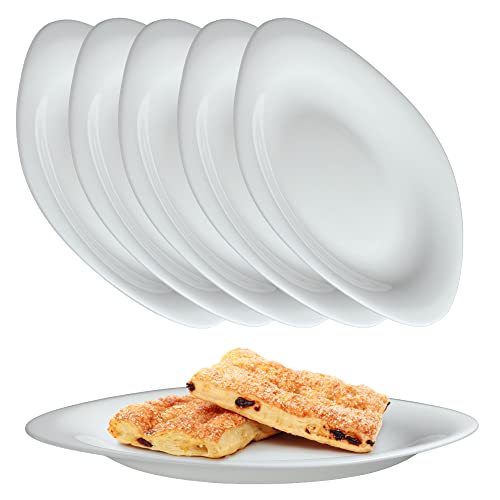 KADAX weiße Dessertteller, Spülmaschinengeeignetes Teller-Set, Kuchenteller aus verstärkten Glas, moderne Frühstücksteller, Speiseteller für Kuchen (Weiß / 6 Stück) von KADAX
