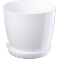 Kadax - Blumentopf, Pflanzkübel mit Untersetzer, runder Blumenkübel, 23 cm, Weiß) von KADAX