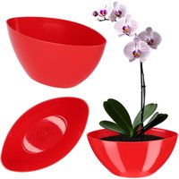 Kadax - Blumentopf, Pflanztopf aus Kunststoff, ovaler Topf, 21 x 12 cm, Rot von KADAX