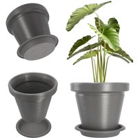 Blumentopf aus Kunststoff, mit Untersetzer, 39 cm, Anthrazit - Kadax Blumentopf aus Kunststoff, mit Untersetzer, 39 cm, Anthrazit - Kadax von KADAX