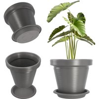 Kadax - Blumentopf aus Kunststoff, mit Untersetzer, 39 cm, Anthrazit von KADAX