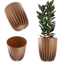 Blumentopf aus Kunststoff mit Naturmaterialien, 30 cm, Hellbraun - Kadax von KADAX