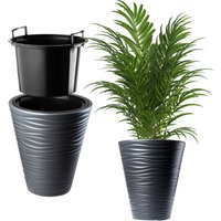 Kadax - Blumentopf mit Einsatz, runder Pflanzkübel, 30 cm, Anthrazit von KADAX