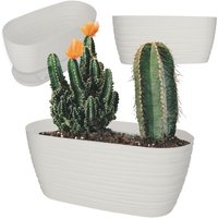 Blumentopf mit Untersetzer, 27 x 13 cm, Weiß - Kadax von KADAX