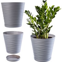 Kadax - Blumentopf mit Untersetzer, aus Kunststoff, rund, 17 cm, Grau von KADAX
