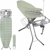Kadax - Bügelbrett mit Steckdose, 130x48cm Dampfbügelbrett Grün von KADAX