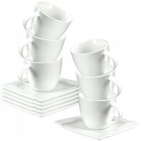 Kadax - Kaffeetassen Set, 12-Teiliger Porzellan Kaffeeservice, 220ml, Weiß von KADAX