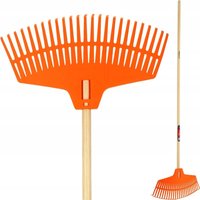 Rechen für Gras und Blätter, breite Harke mit langem Stiel aus Holz, 45 cm - Kadax von KADAX