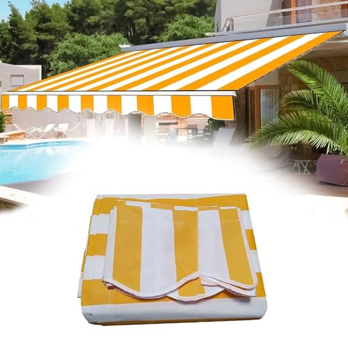 KADEUX Streifen Markisenstoff Ersatzstoff Canvas, Einziehbare Balkonmarkisen Ersatz Überdachung, Polyester Markise Markisentuch, Mit UV Schutz Und Wasserdichtes(8x7ft/2.4x2.1m) von カドゥー