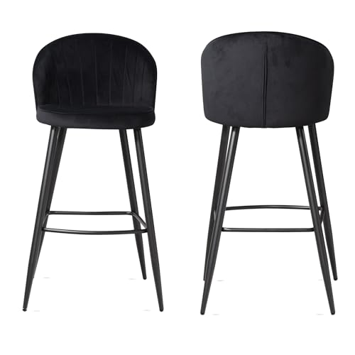 2er Set Barhocker Samt Schwarz Hocker mit Lehne | Küchenhocker Skandinavisch Stoff/Metall 110 kg | Design Barstuhl Tresenhocker | Bistrohocker Gepolstert 2er Set Barhocker Samt Schwarz Hocker mit Lehne | Küchenhocker Skandinavisch Stoff/Metall 110 kg | Design Barstuhl Tresenhocker | Bistrohocker Gepolstert von KADIMA DESIGN