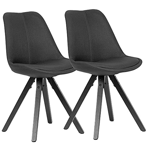2er Set Esszimmerstuhl Anthrazit mit schwarzen Beinen Stuhl Skandinavisch | Polsterstuhl mit Stoff-Bezug | Design Küchenstuhl gepolstert von KADIMA DESIGN
