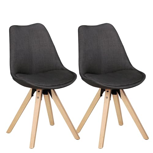 2er Set Retro Esszimmerstuhl Lima Anthrazit Polsterstuhl Stoff-Bezug Rückenlehne Design Küchen-Stuhl gepolstert 2er Set Retro Esszimmerstuhl Lima Anthrazit Polsterstuhl Stoff-Bezug Rückenlehne Design Küchen-Stuhl gepolstert von KADIMA DESIGN
