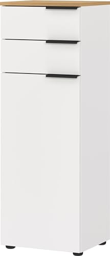 Bad-Schrank mit Schubladen, 39x34x111, mit Dämpfung, Weiß-Beige - TAHO-Serie von Kadima Kollektion von KADIMA DESIGN