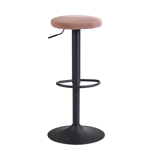 Barhocker Samt Rosa Hocker ohne Lehne 58-79 cm | Küchenhocker Stoff/Metall 100kg | Design Barstuhl Tresenhocker Drehbar Bistrohocker von KADIMA DESIGN