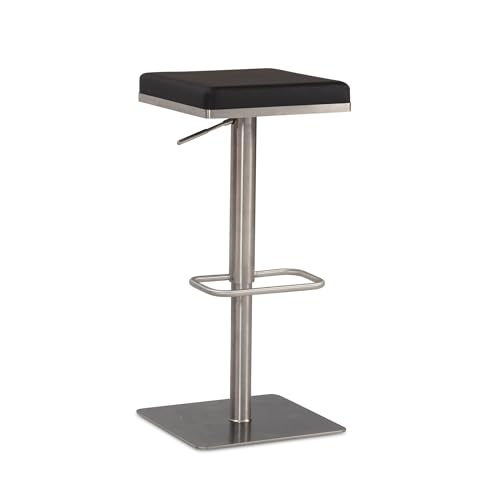 Barhocker Schwarz Kunstleder Edelstahl Barstuhl Modern | Design Tresenstuhl Drehbar Gepolstert | Bistrohocker Metall Hoch | Thekenhocker Höhenverstellbar | Hoher Hocker von KADIMA DESIGN
