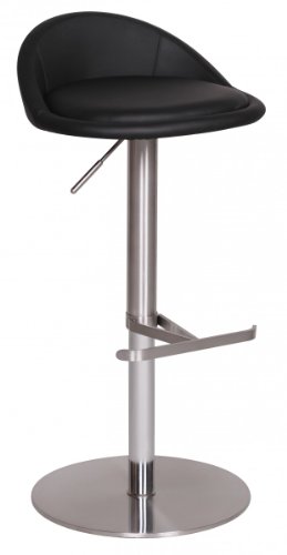 Barhocker WL1.281 Schwarz Edelstahl höhenverstellbare Sitzhöhe 54-79 cm | Design Barstuhl mit Rückenlehne | Bistrohocker Barsitz Gepolstert | Thekenhocker 360° Drehbar | von KADIMA DESIGN