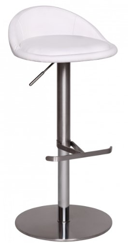 Barhocker WL1.282 Weiß Edelstahl höhenverstellbare Sitzhöhe 54-79 cm | Design Barstuhl mit Rückenlehne | Bistrohocker Barsitz Gepolstert | Thekenhocker 360° Drehbar | von KADIMA DESIGN