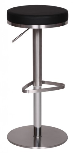 Barhocker WL1.293 Schwarz Edelstahl höhenverstellbare Sitzhöhe 57-82 cm | Barstuhl Modern 360° Drehbar | Tresenhocker mit Standfuß | Design Bistrohocker Hoch | von KADIMA DESIGN