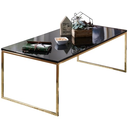 Couchtisch 120x45x60 cm Metall Holz Sofatisch Schwarz/Gold | Design Wohnzimmertisch rechteckig | Stubentisch mit Metallgestell | Kaffeetisch klein | Wohnzimmer von KADIMA DESIGN