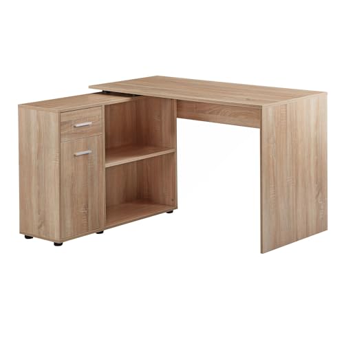 Design Eckschreibtisch mit Regal Sonoma 120 x 75,5 x 106,5 cm | Moderner Büro-Schreibtisch | Computer-Tisch Arbeitszimmer | Winkelschreibtisch Home Office von KADIMA DESIGN