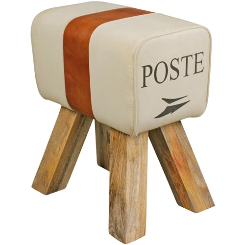 Design Turnbock Sitzhocker Canvas Braun 40 x 30 x 47 cm | Turnhocker Hocker Stoffhocker Springbock | Beistellhocker Echtleder Fußhocker von KADIMA DESIGN