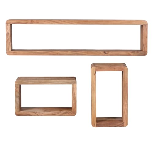 Design Wandregal 3er Set BOHA Massiv Holzregale Akazie Landhausstil | Rustikales Wandregal-Set Holz | Hängeregal Viereckig Echtholz | Wand-Regale | Hängend Würfel | Design Wandregal 3er Set BOHA Massiv Holzregale Akazie Landhausstil | Rustikales Wandregal-Set Holz | Hängeregal Viereckig Echtholz | Wand-Regale | Hängend Würfel | von KADIMA DESIGN