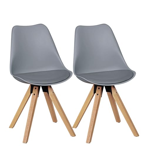 KADIMA DESIGN 2er Set Retro Esszimmerstuhl Lima grau | Polsterstuhl Skandinavisch Rückenlehne | Küchenstuhl Kunstleder gepolstert von KADIMA DESIGN