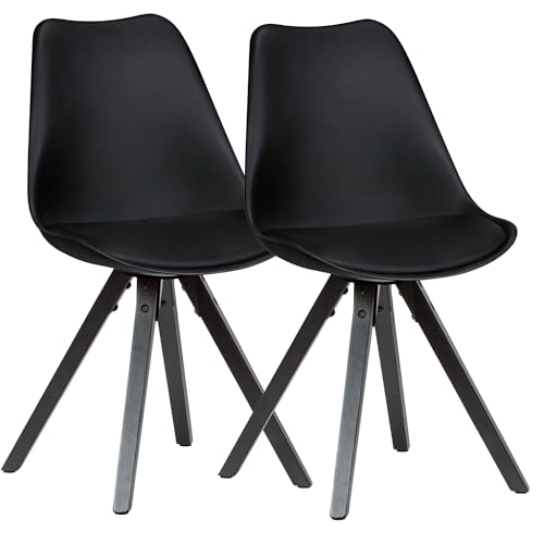 KADIMA DESIGN 2er Set Retro Esszimmerstuhl Schwarz mit Schwarzen Beinen | Polsterstuhl Skandinavisch Rückenlehne | Küchenstuhl Kunstleder gepolstert KADIMA DESIGN 2er Set Retro Esszimmerstuhl Schwarz mit Schwarzen Beinen | Polsterstuhl Skandinavisch Rückenlehne | Küchenstuhl Kunstleder gepolstert von KADIMA DESIGN
