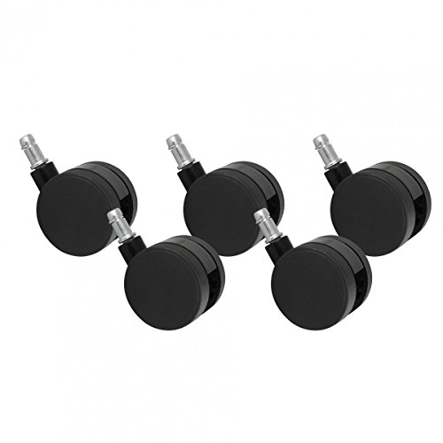 KADIMA Design 5 Set Rollen Bürostuhl Bürostuhlrollen Schwarz Pin 11mm 60mm Teppichboden von KADIMA DESIGN