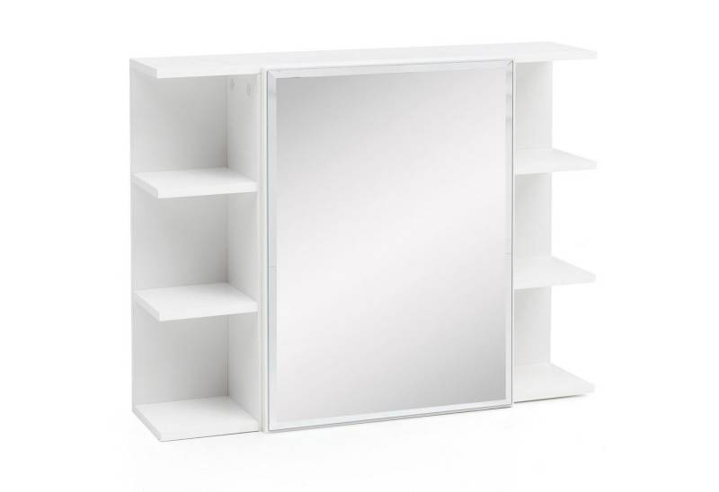 KADIMA DESIGN Badkommode Hängeschrank WL5.754 Weiß 80x64,5x20cm Spanplatte Spiegelschrank (Badezimmerschrank Holz Hängeschrank mit Badspiegel), Modern, Design Badregal Freischwebend, Schränkchen mit Spiegel von KADIMA DESIGN