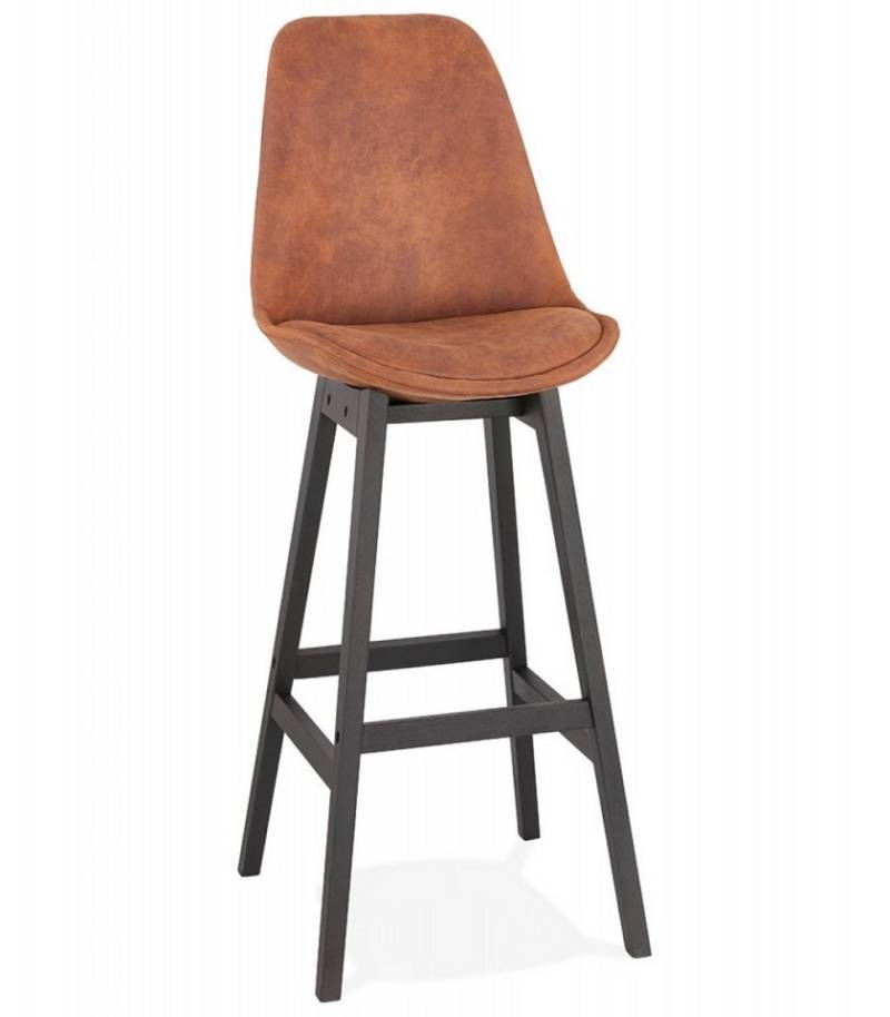 KADIMA DESIGN Barhocker Barhocker aus Holz mit Mikrofasersitz Skandinavisches Design (Tresenhocker für optimalen Halt ASPEN Kollektion), Barstuhl mit hoher Rückenlehne 48x56x113 cm, Sitzhöhe 75 cm von KADIMA DESIGN