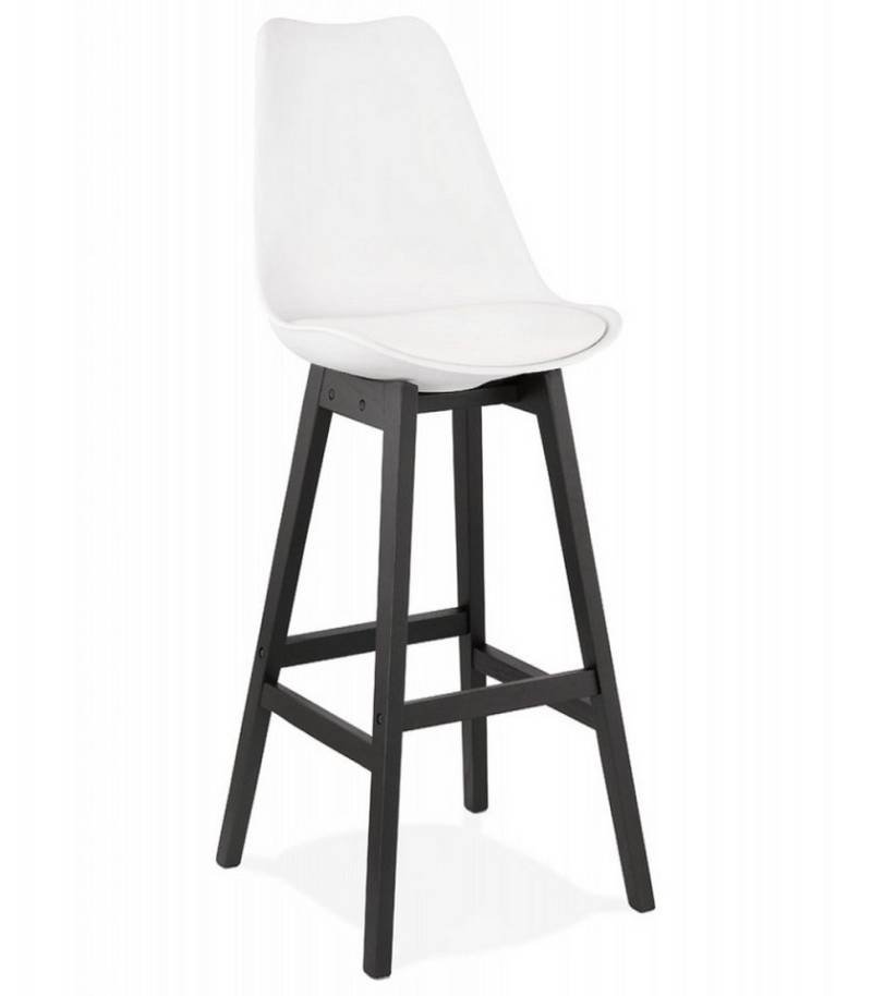 KADIMA DESIGN Barhocker Barhocker aus Holz und Kunststoff mit Ergonomischer Sitzfläche (Design Barstuhl mit Stabilem Holzsockel 48x56x114 cm Sitzhöhe 75 cm), Küchen Hocker mit Hoher Rückenlehne Modern Schwarz Weiß von KADIMA DESIGN