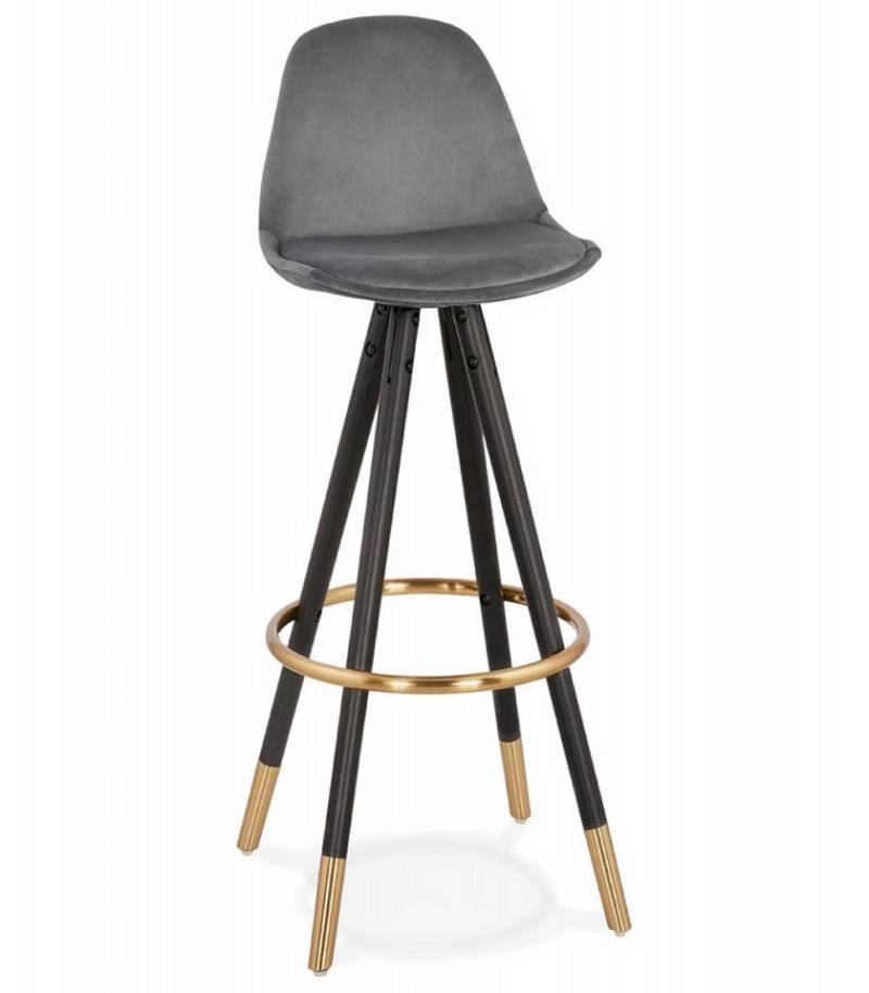 KADIMA DESIGN Barhocker Barhocker mit Samtsitz 75 cm Höhe Skandinavisches Design (Eleganter Barstuhl mit Metallakzenten Chicago Kollektion), Designer Hocker aus Holz und Textil 41x41x97 cm von KADIMA DESIGN