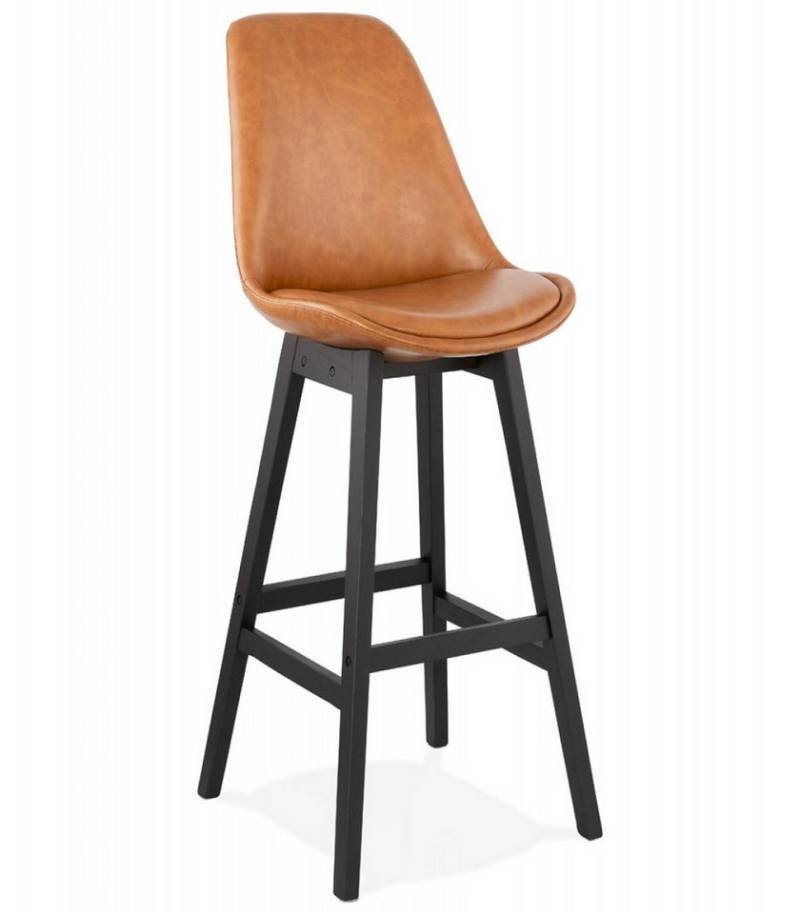 KADIMA DESIGN Barhocker Barhocker mit Skai Sitz aus Holz Modern Elegant (Gepolsterter Designer Barstuhl mit breiter Sitzfläche Elena Serie), Eleganter Barhocker mit hoher Rückenlehne 48x56x114, Sitzhöhe 75 cm von KADIMA DESIGN