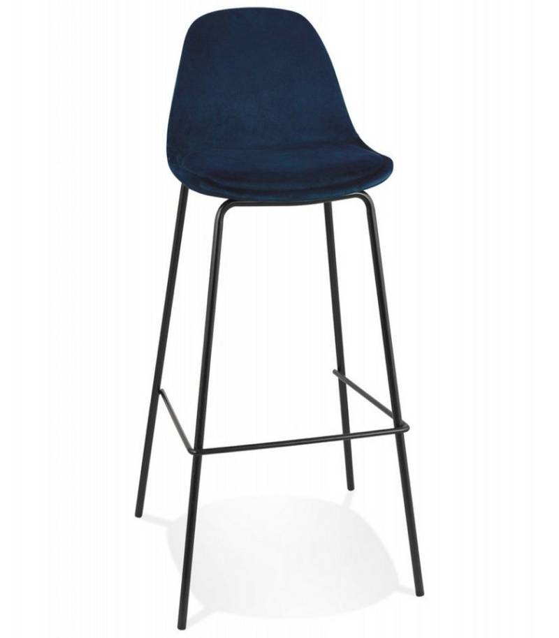 KADIMA DESIGN Barhocker Barhocker Samt Metall Hochstuhl mit Fußstütze (75 cm Sitzhöhe 41x41x99 cm FENTON Kollektion), Barstuhl mit Rückenlehne für Theke Moderner Stil von KADIMA DESIGN