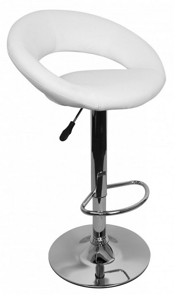 KADIMA DESIGN Barhocker Barhocker Hocker Bezug Kunstleder weiß höhenverstellbar Design, Barstuhl ohne Rückenlehne Chrom 110 kg von KADIMA DESIGN