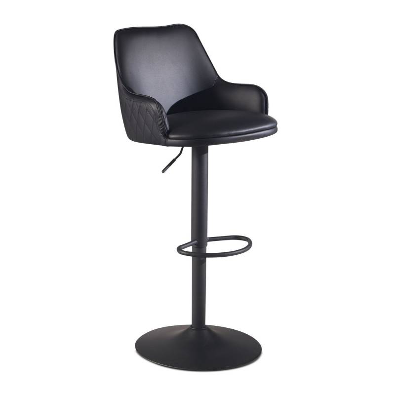 Wohnling Barhocker Barhocker Kunstleder Schwarz Hocker mit Lehne 86 - 106 cm, (Küchenhocker Höhenverstellbar Modern 100 kg, Barstuhl Tresenhocker), Küchenhocker Höhenverstellbar Modern 100 kg, Barstuhl Tresenhocker von Wohnling