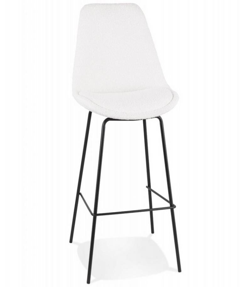KADIMA DESIGN Barhocker Barhocker mit Sitzpolster aus weißem Frotteestoff Modern Elegant (Küchenhocker mit ergonomischem Design LEONIE Kollektion), Barstuhl mit Rückenlehne und Fußstütze 49x45x115 cm Sitzhöhe 75 cm von KADIMA DESIGN