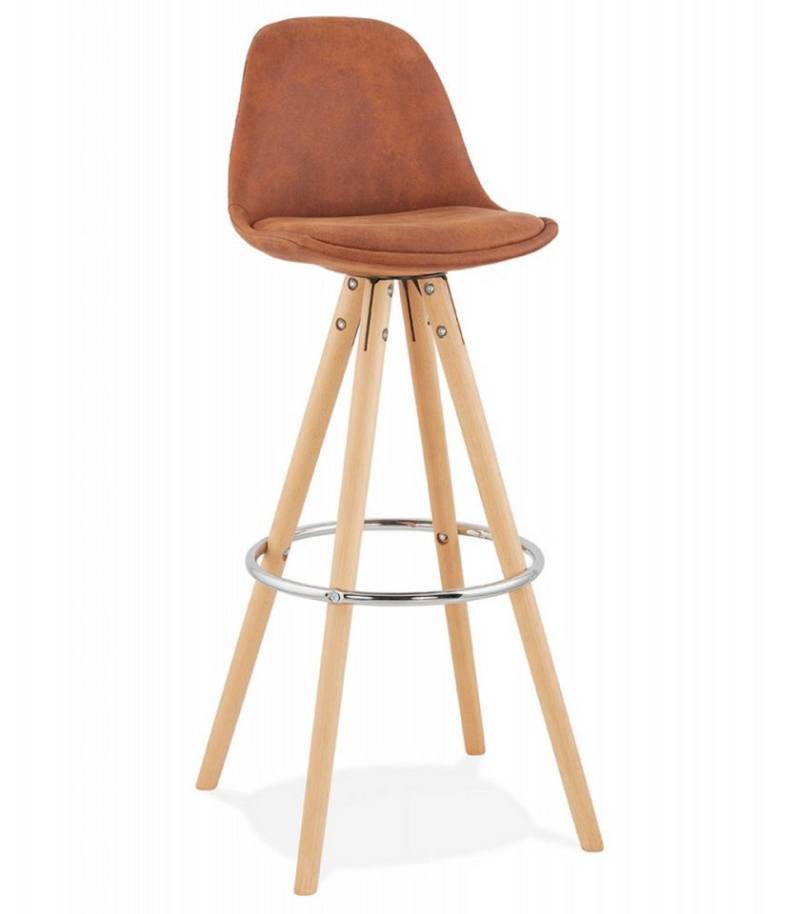 KADIMA DESIGN Barhocker Barhocker aus Buchenholz mit Mikrofaser Bezug Vintage Design (Küchenstuhl mit Fußstütze Sitzhöhe 75 cm Retro Kollektion), Höhenverstellbarer Barstuhl mit Rückenlehne 41x41x97 cm von KADIMA DESIGN