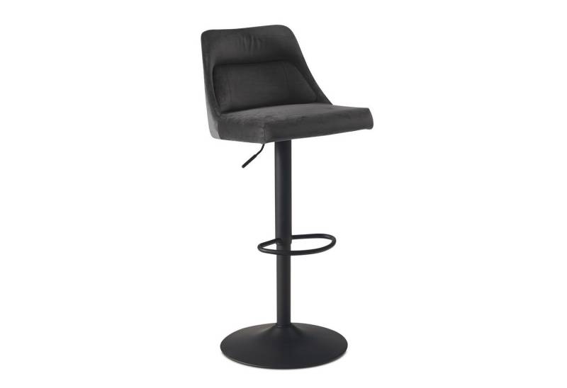 KADIMA DESIGN Barhocker Barhocker Samt Grau Hocker mit Lehne 86 - 106 cm, Küchenhocker (Metall-Trompetenfuß, Bistrohocker Gepolstert), Höhenverstellbar Modern 100 kg, Design Barstuhl Tresenhocker mit von KADIMA DESIGN