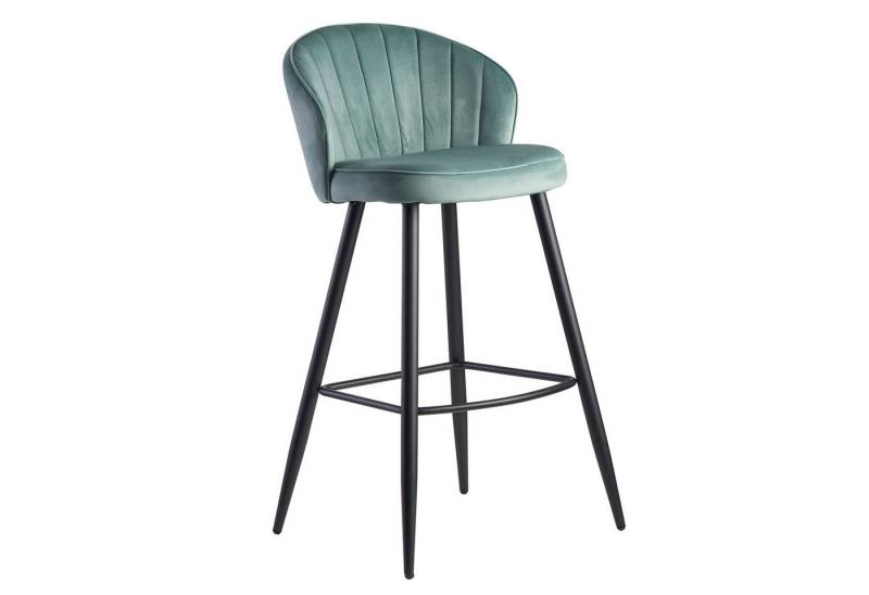 KADIMA DESIGN Barhocker Barhocker Samt Hellgrün Hocker mit Lehne 56x102,5x52,5 cm, (Tresenhocker, Bistrohocker Gepolstert), Küchenhocker Skandinavisch Stoff / Metall 110 kg, Design Barstuhl von KADIMA DESIGN