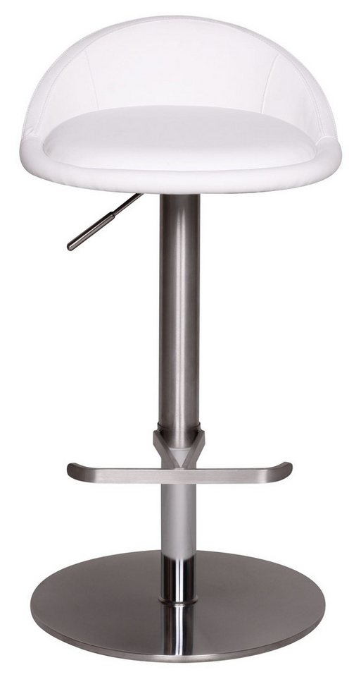 KADIMA DESIGN Barhocker Barhocker WL1.282 Weiß Edelstahl höhenverstellbare Sitzhöhe 54-79 cm, (Thekenhocker 360° Drehbar, Tresenstuhl Modern), Design Barstuhl mit Rückenlehne, Bistrohocker Barsitz Gepolstert von KADIMA DESIGN