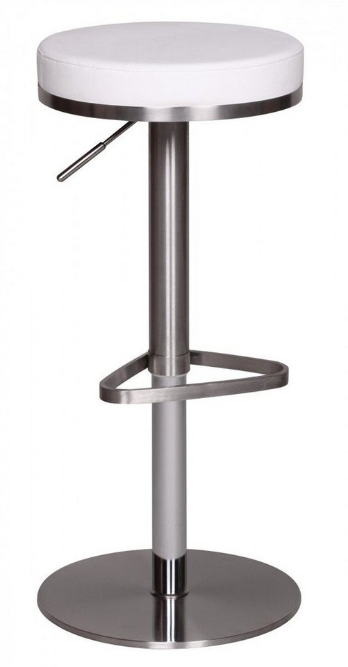KADIMA DESIGN Barhocker Barhocker WL1.294 Weiß Edelstahl höhenverstellbare Sitzhöhe 57 - 82 (Bistrohocker Hoch, Tresenstuhl-Sitz Gepolstert), cm, Barstuhl Modern 360° Drehbar, Tresenhocker mit Standfuß, Design von KADIMA DESIGN