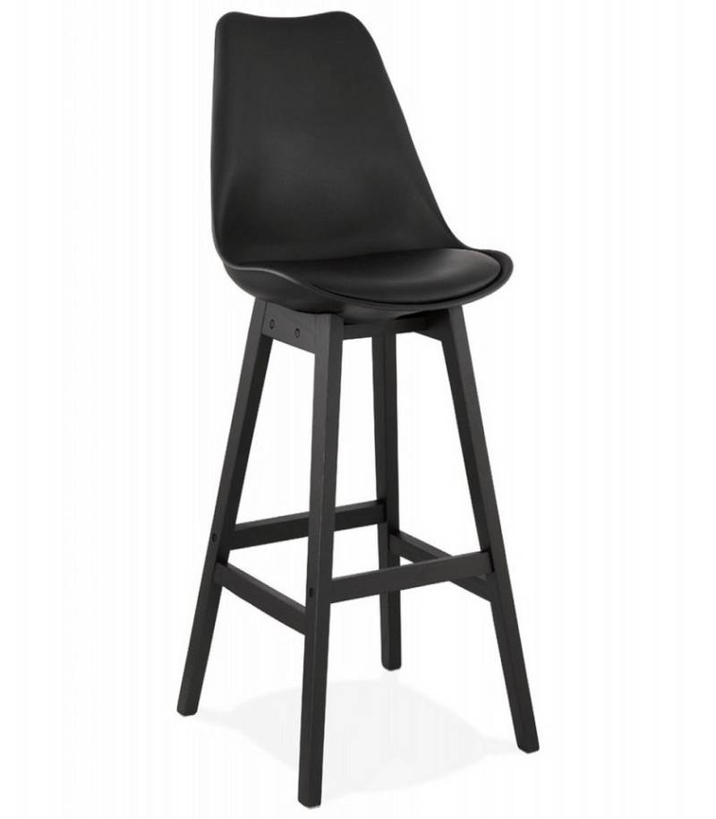 KADIMA DESIGN Barhocker Barhocker aus Holz mit Kunststoffsitz Modern Minimalistisch (Bequemer Thekenhocker mit schwarzem Design 48x56x114 cm Camila), Eleganter Küchenstuhl mit hoher Rückenlehne Sitzhöhe 75 cm von KADIMA DESIGN