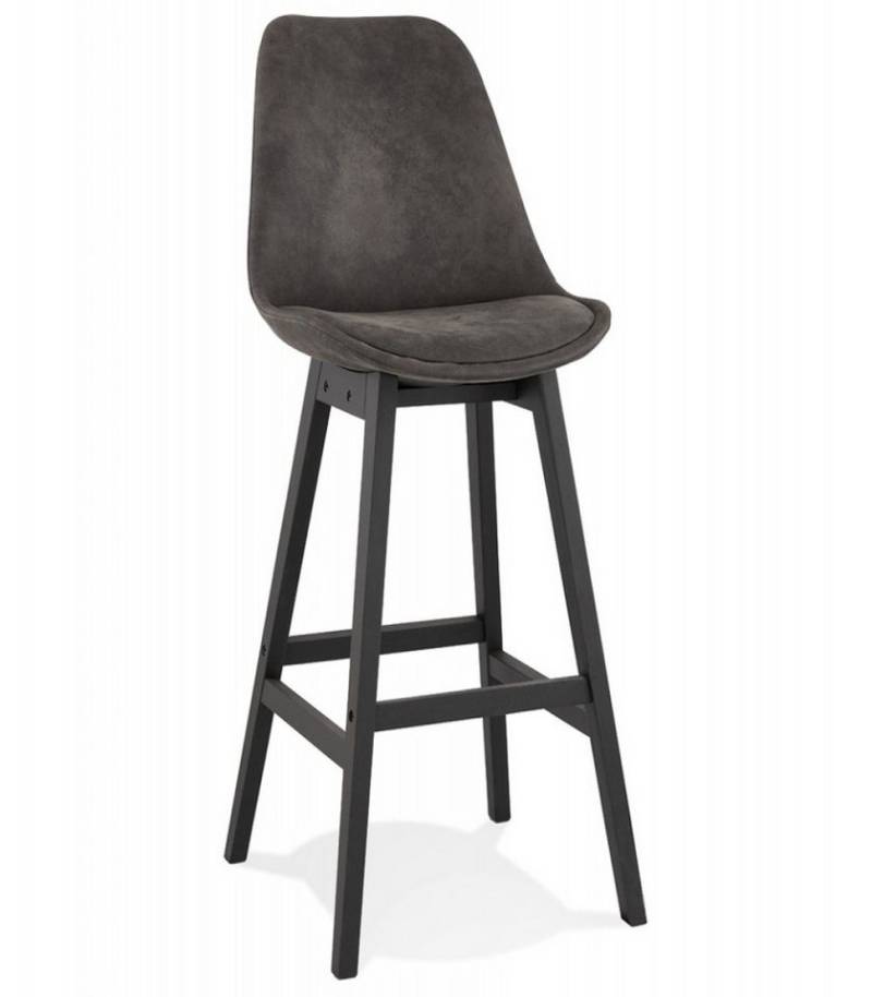 KADIMA DESIGN Barhocker Barhocker mit Hoher Rückenlehne aus Holz und Mikrofaser 48x56x113 cm (Skandinavischer Hocker mit 75 cm Sitzhöhe ASPEN Kollektion), Eleganter Barstuhl Gepolstert für Bartresen Modern Dunkelgrau von KADIMA DESIGN