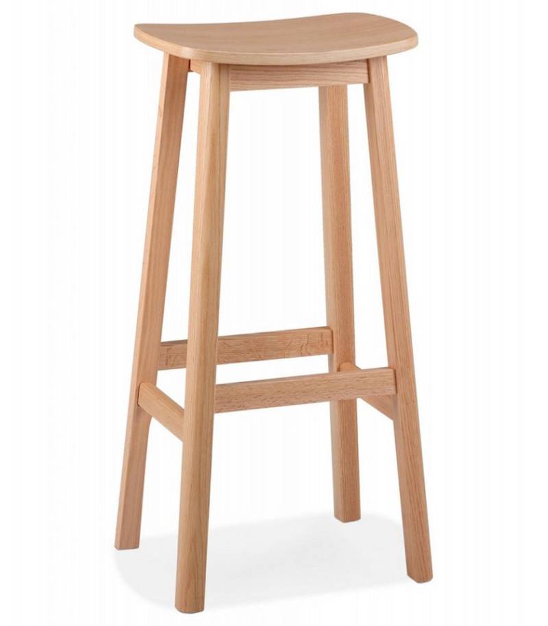 KADIMA DESIGN Barhocker Barhocker Beige Holz Industriestil Vintage Design Maße 41x32x76 cm (Sitzgelegenheit mit Naturholzoptik für Theken DUMAS Kollektion), Küchenstuhl mit Fußstütze für Hochtische Sitzhöhe 75 cm von KADIMA DESIGN