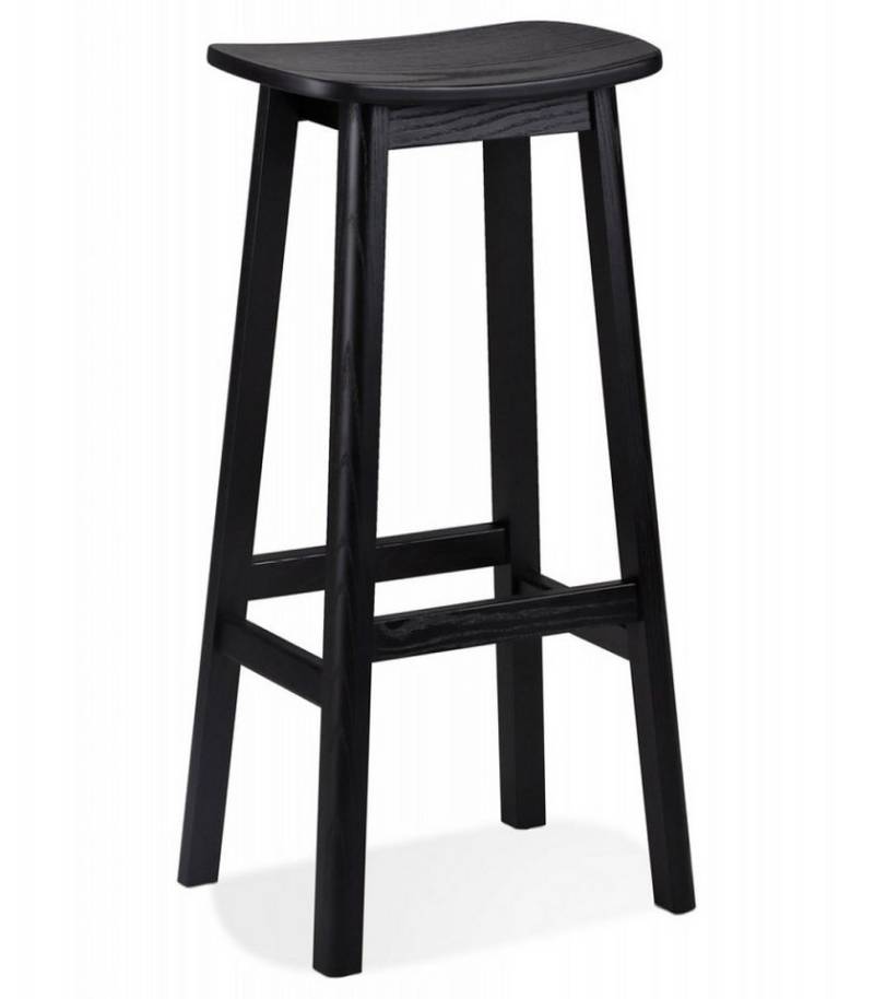 KADIMA DESIGN Barhocker Barhocker aus Holz Schwarz 75 cm Holzhocker für Theke und Küche (41x32x76 cm Kadima Design DUMAS Kollektion), Designerstuhl mit Fußstütze für Bar Industrial Style von KADIMA DESIGN