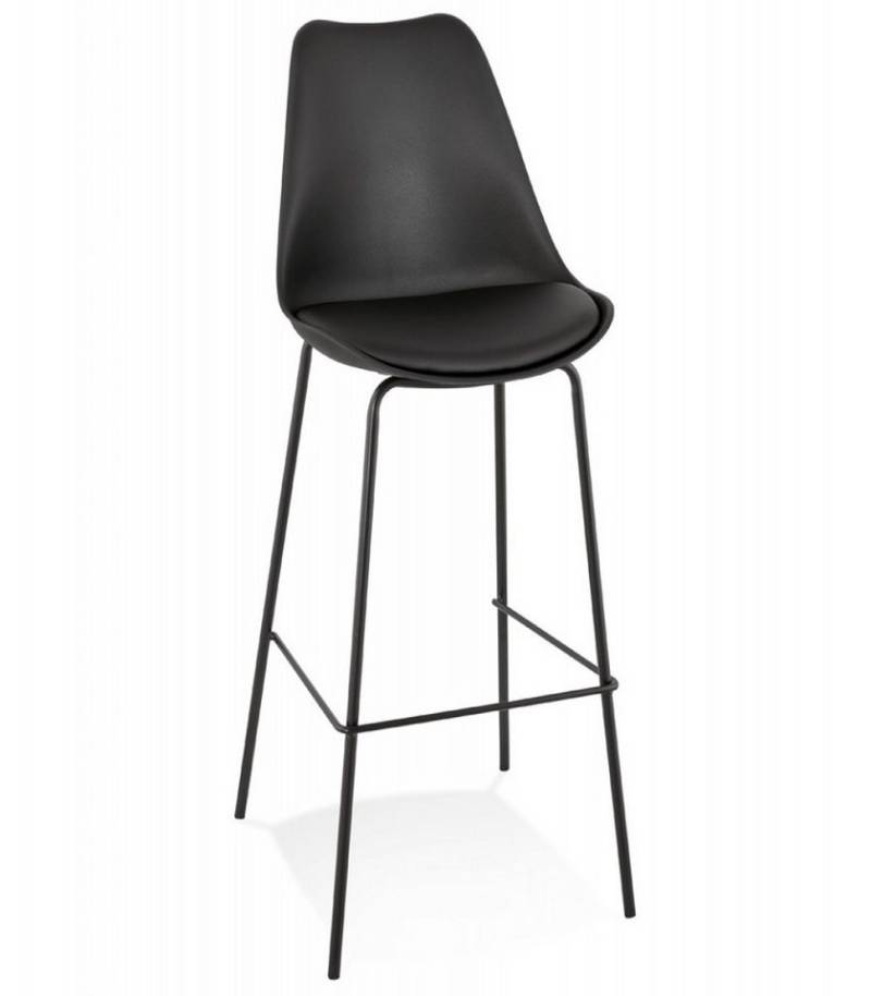 KADIMA DESIGN Barhocker Barhocker Metall Kunststoff 75cm Sitzhöhe Schwarz Zeitlos (Eleganter Küchenhocker mit gepolsterter Sitzfläche LEMON Kollektion), Moderner Designer Hochstuhl mit Fußstütze 49x45x115 cm Maße von KADIMA DESIGN