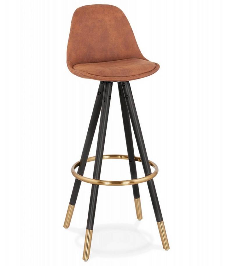 KADIMA DESIGN Barhocker Barhocker mit Rückenlehne Holz Mikrofaser Retro Industrie Stil (Küchen Hocker mit Fußstütze KONG Kollektion), Vintage Barhocker Gepolstert 41x41x97 cm Sitzhöhe 75 cm von KADIMA DESIGN